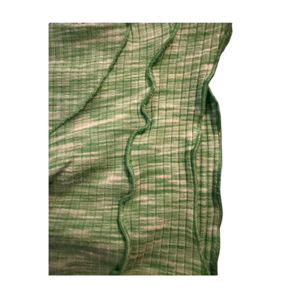 Bershka Green Space Dye Lace Up Front Lettuce Edge Ribbed Crop Tank Top Small - Picture 3 of 4